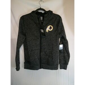 Vintage NFL Washington Redskins Kids L‎ Hoodie Full Zip Up Black Sweatshirt NWT